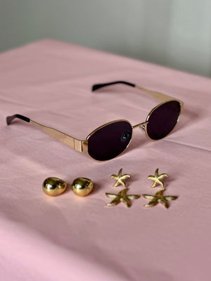 Gold Double Drop Starfish Earrings