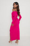 Payton Asymmetric Bardot Knit Dress Pink