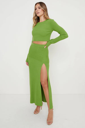 Sofia Long Sleeve Knit Top Green