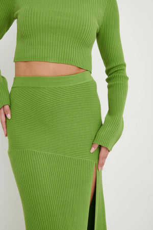 Sofia Asymmetric Knit Skirt Green