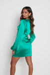 Janis Mini Cowl Neck Dress Emerald